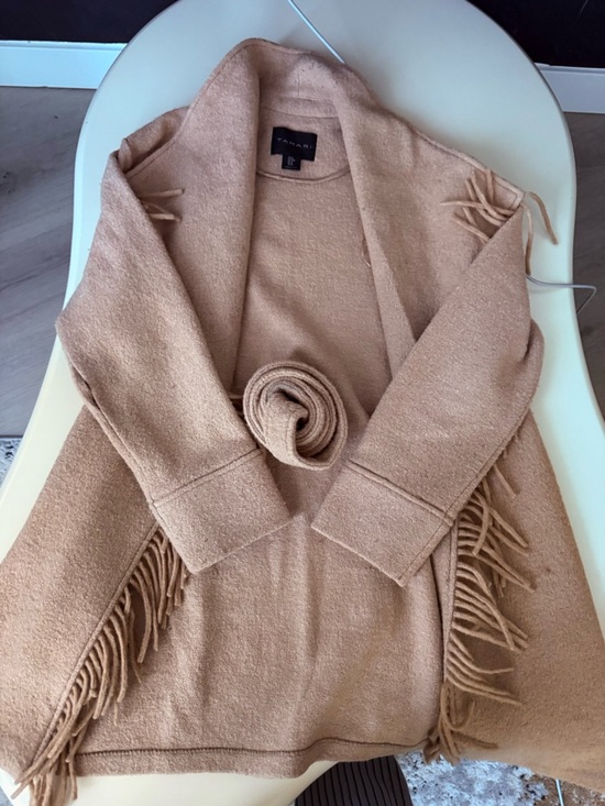 Banana Republic Sweaters - Tahari Camel Fringe Open Front Sweater Coat